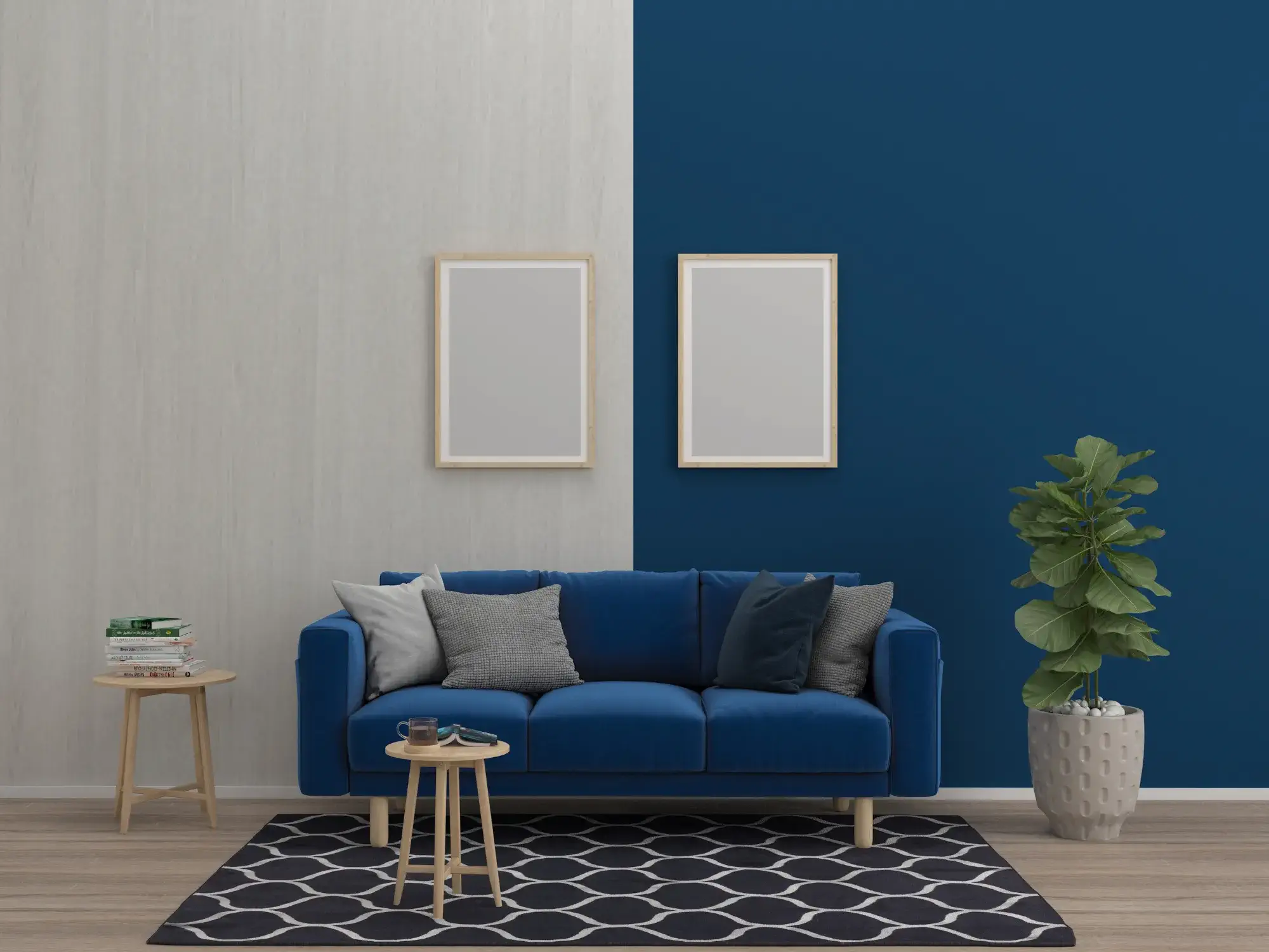 Parke zemin değişimi, asma tavan, spot aydınlatma ve boya badana yapılmış salon dekorasyonu.