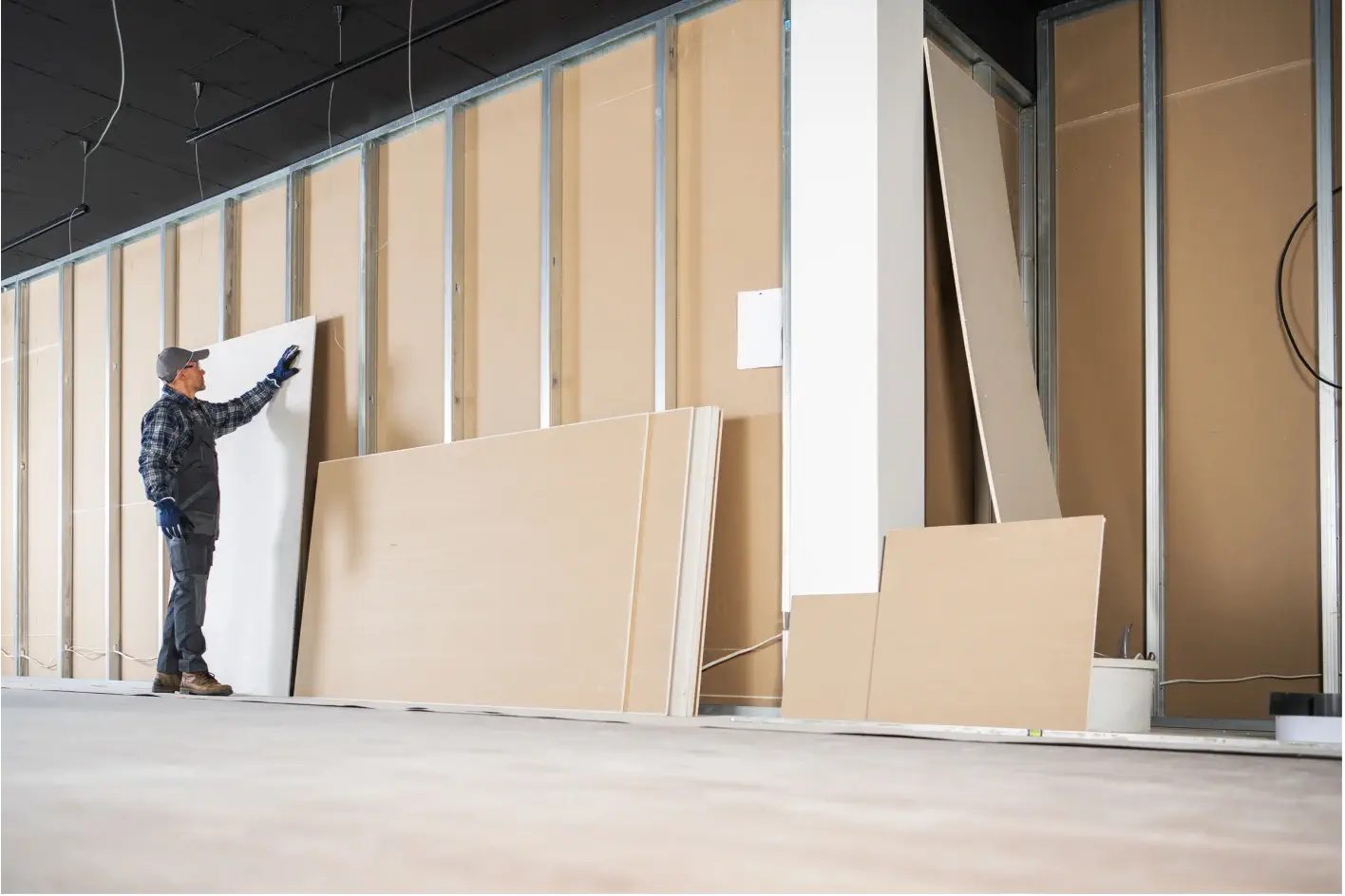 Taşyünü dolgulu ses yalıtımlı duvar yapım aşaması